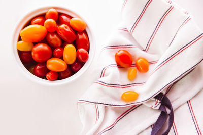 High angle view of fruits in bowl