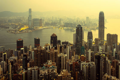 Aerial view of city buildings