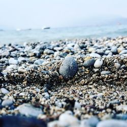 Surface level of pebble coastline