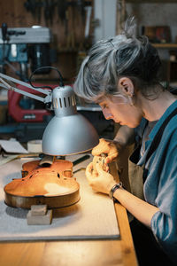 Man working on table