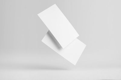 High angle view of paper against white background