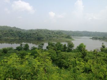 Scenic view of lake against sky