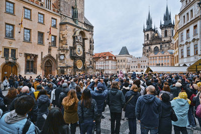 Group of people in front of building