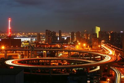 Illuminated city at night