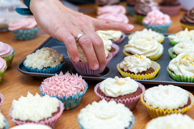 High angle view of cupcakes