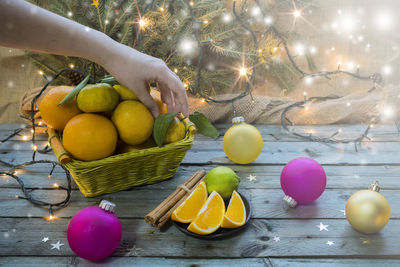 Close-up of fruits on table