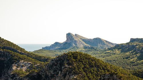 Scenic view of mountains against clear sky