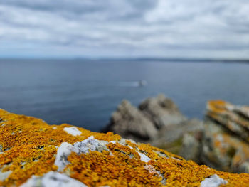 Rocks on beach against sky