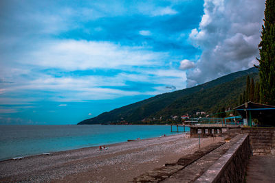 Scenic view of beach against sky