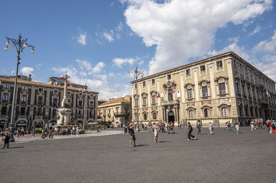 Duomo square in catania with historic buildings with beautiful facades