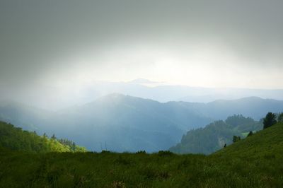 Scenic view of mountains against clear sky