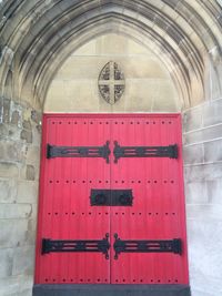 Closed door of building