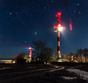 Tower against sky at night