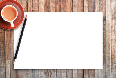 Directly above shot of empty coffee cup on table