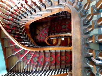 High angle view of spiral staircase