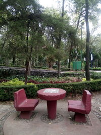 Empty bench in park