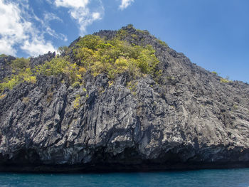 Scenic view of sea and mountains against sky