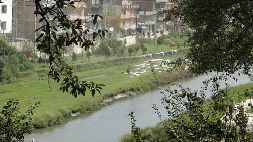 View of canal along buildings