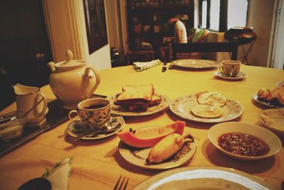 Breakfast on table at home