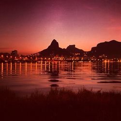 View of lake at sunset