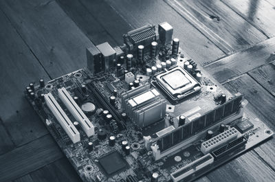 High angle view of computer keyboard