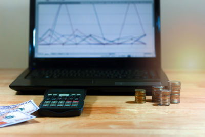 Close-up of laptop on table