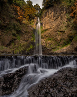 Scenic view of waterfall in forest