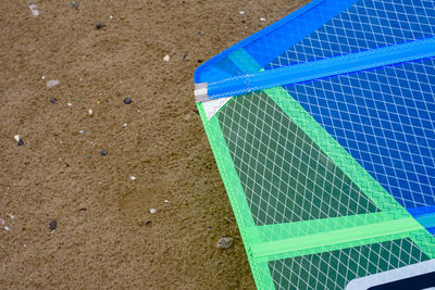 High angle view of multi colored umbrella on beach