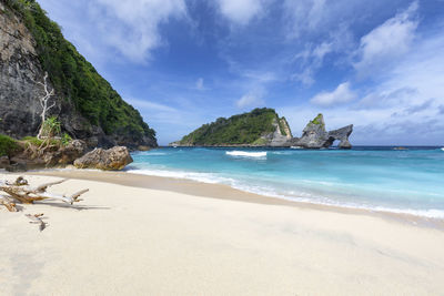 Scenic view of beach against sky