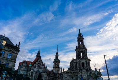 Low angle view of dresden cathedral against sky