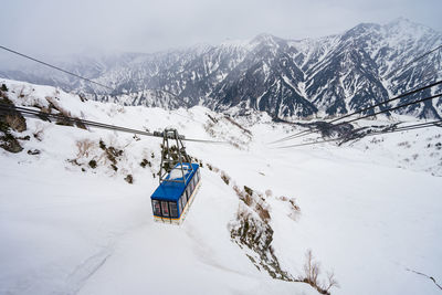 Scenic view of snow covered mountain against sky