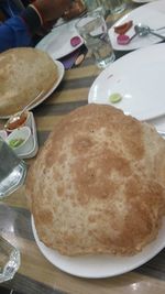 High angle view of food on table