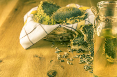 High angle view of food on table