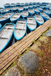 Close-up of moored boats