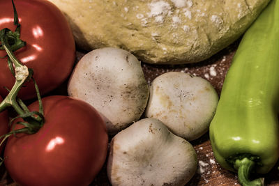 High angle view of fruits and vegetables