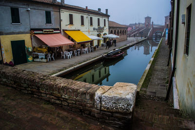 View of canal in city