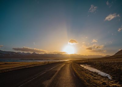 View of road at sunset