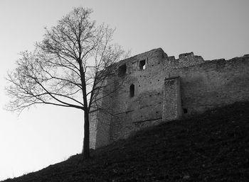 Low angle view of fort against clear sky