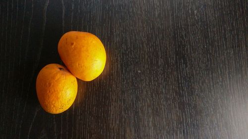 High angle view of orange on table