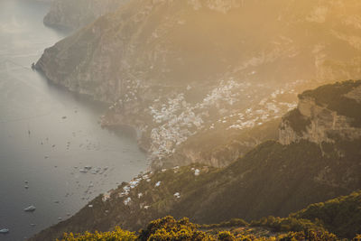 Scenic view of sea and mountains