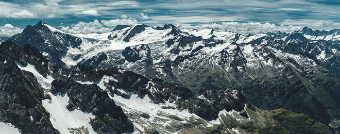 Scenic view of snow mountains against sky