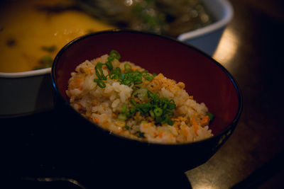 Close-up of food in bowl on table