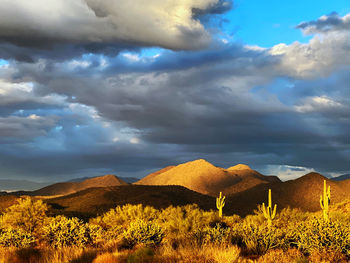 Scenic view of mountains against sky