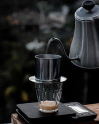 Close-up of coffee cup on table