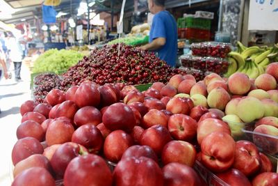 Full frame shot of apples for sale at market stall