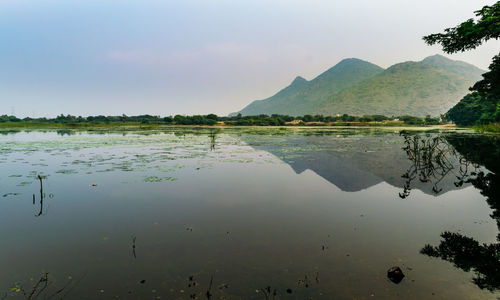 Scenic view of lake against sky