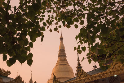 Low angle view of pagoda against sky