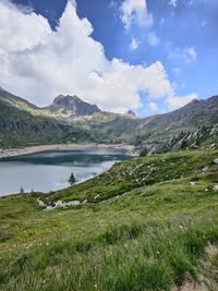 Scenic view of mountains against sky