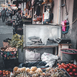 Vegetables for sale at market stall