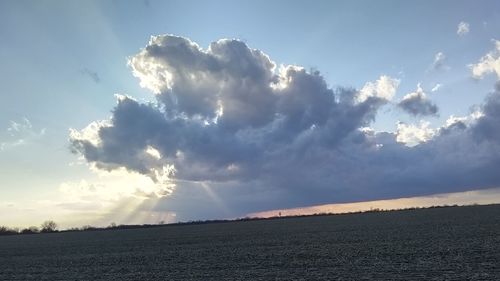 Panoramic view of land against sky during sunset